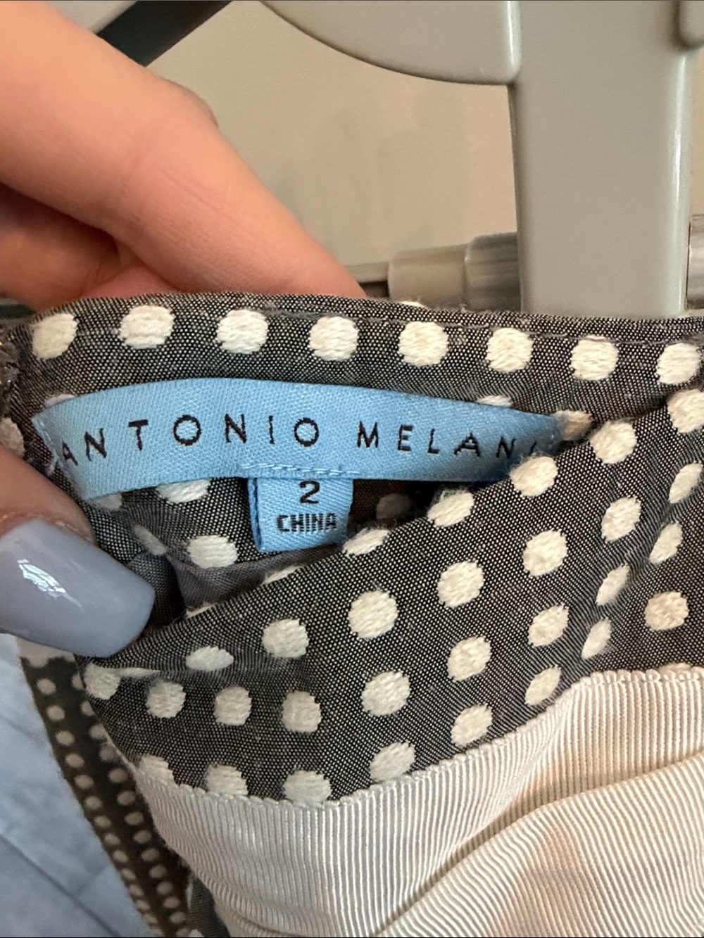 ANTONIO MELANI Gray and White Polka Dot Pencil Skirt - Picture 2 of 7